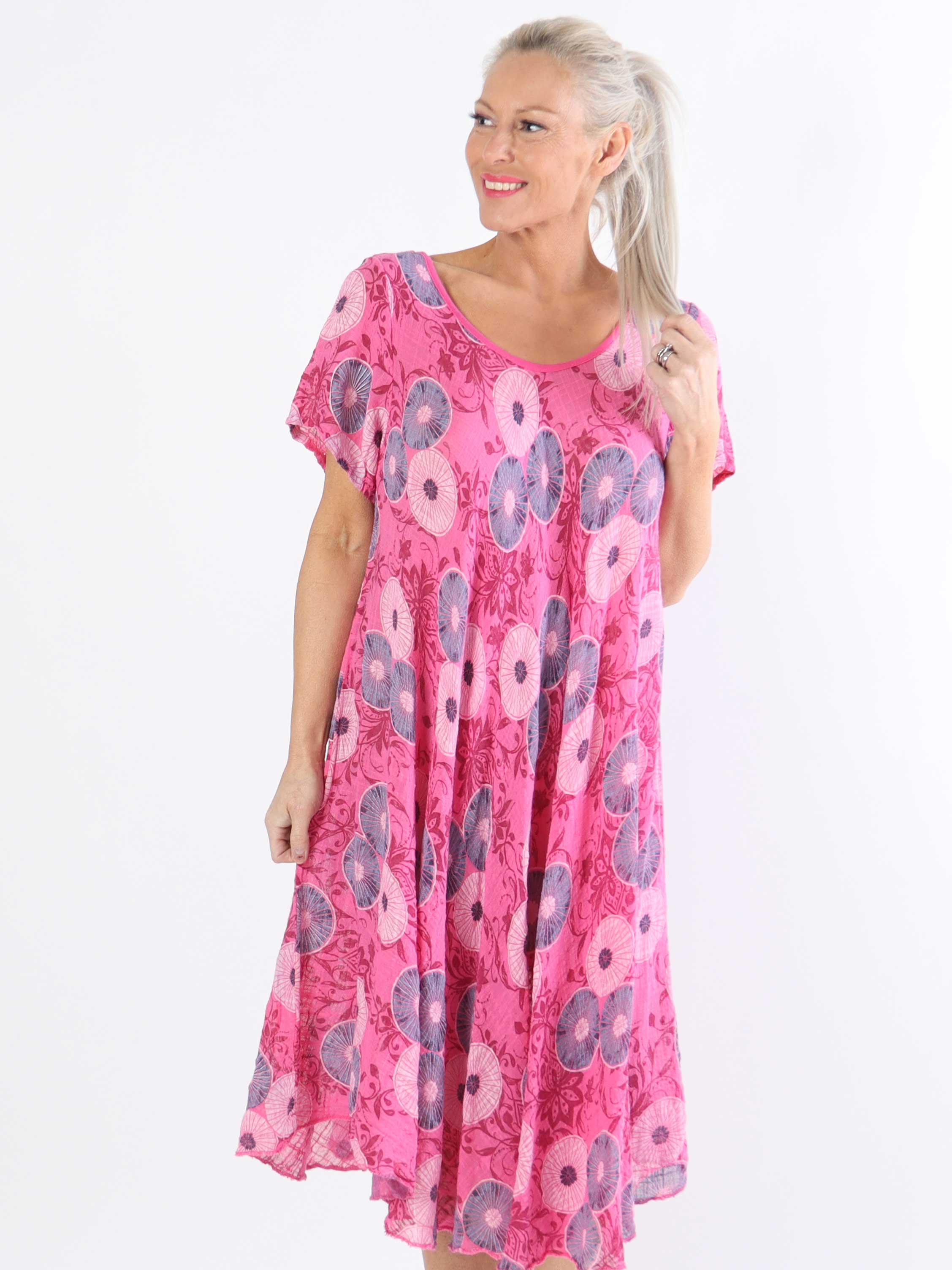 Delphine - Bomuldskjole i plussize med motiv